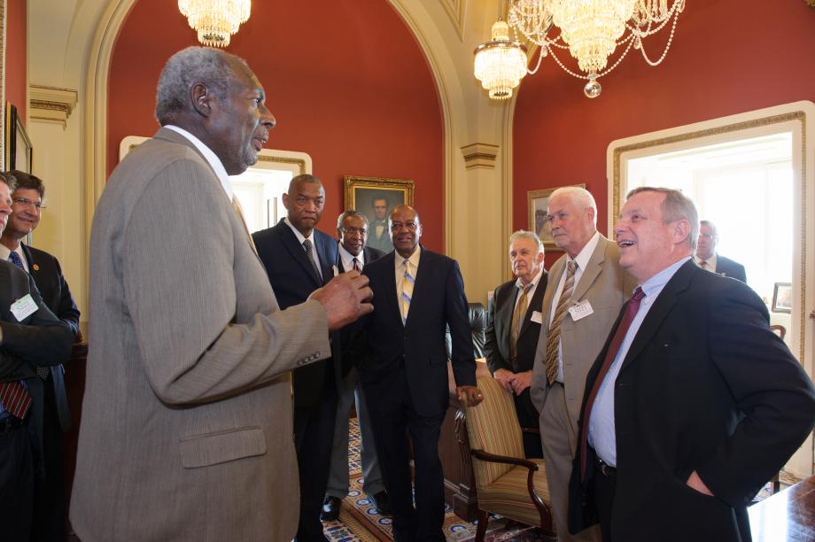 U.S. Senator Dick Durbin (D-IL) hosted members of the 1963 Loyola University Chicago Ramblers at a reception to celebrate the 50th Anniversary of the team winning the NCAA Men's Basketball Championship.
